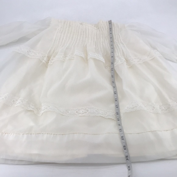 Vintage 70’s Chiffon Lace Christening Gown Wedding Dress Bonnet Booties Set - Picture 15 of 16